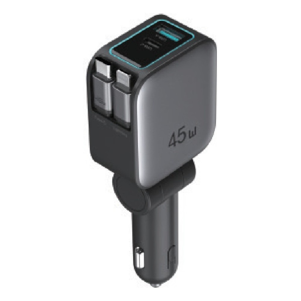 Car Charger 60W with Built-in Cables — GaN USB-C charger by Dangel Technology