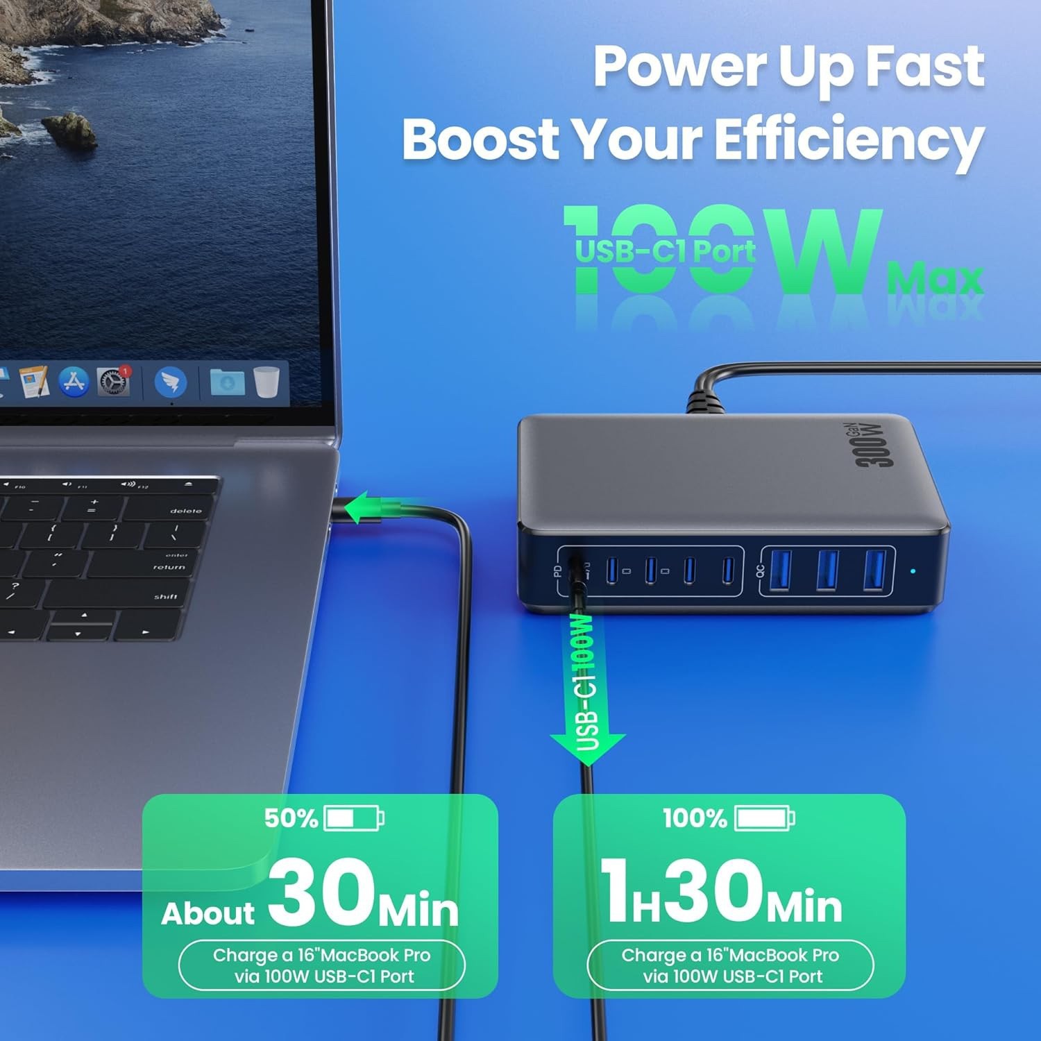 Desktop Charger 300W PD 3.1 — LED Display