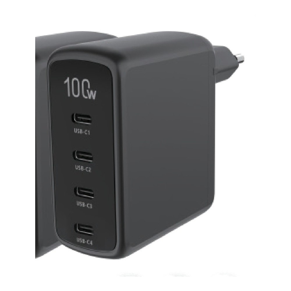 Compact GaN Wall Charger 100W — 4×USB-C — GaN USB-C charger by Dangel Technology