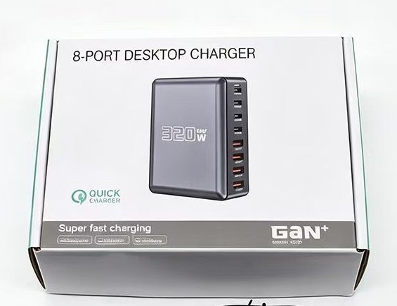 8-Port Desktop Charger 320W GaN — detail view