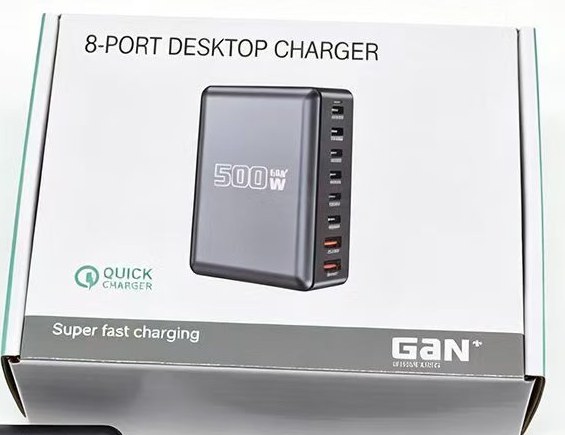 8-Port Desktop Charger 500W GaN — detail view