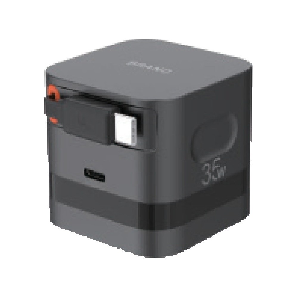 Retractable Cable Charger 35W — Swappable Plug — GaN USB-C charger by Dangel Technology