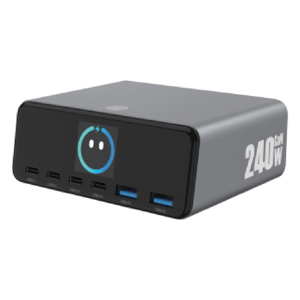Smart Display Desktop Charger 240W — 6-Port — GaN USB-C charger by Dangel Technology